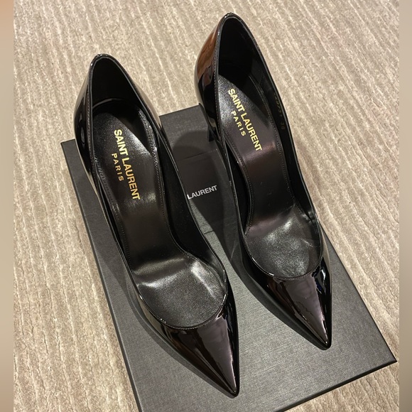 SAINT LAURENT ZOE PUMP 85mm BLACK PATENT LEATHER NEW IN BOX Size 38 US 7.5 - Picture 9 of 10